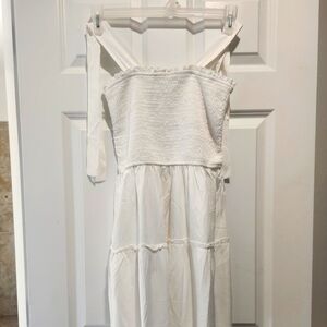 Knee length white summer dress